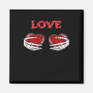 Skeleton Hands Heart Funny Design Magnet