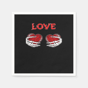 Skeleton Hands Heart Funny Design Napkin