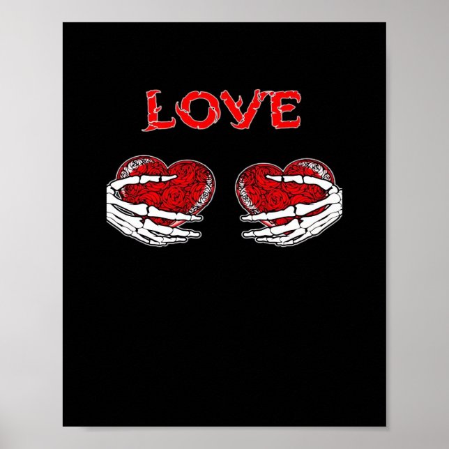 Skeleton Hands Heart Funny Design Poster (Front)