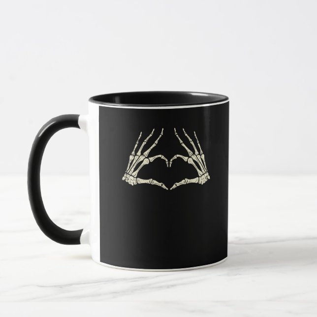 Skeleton Hands Heart Funny Halloween Men Women Kid Mug (Left)