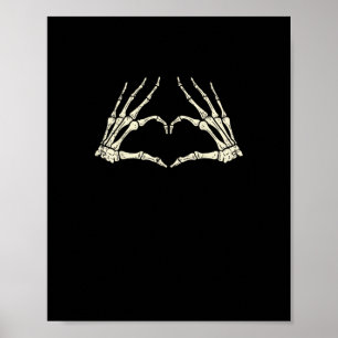 Skeleton Hands Heart Funny Halloween Men Women Kid Poster