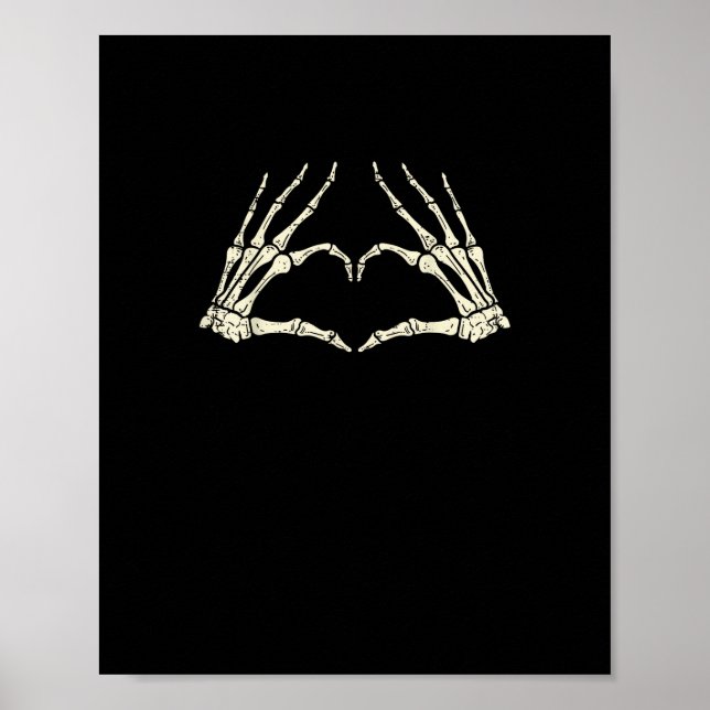 Skeleton Hands Heart Funny Halloween Men Women Kid Poster (Front)