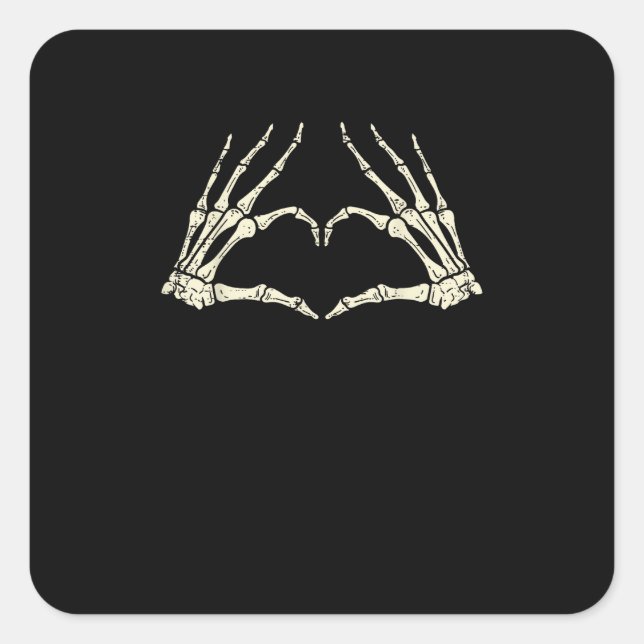 Skeleton Hands Heart Funny Halloween Men Women Kid Square Sticker (Front)