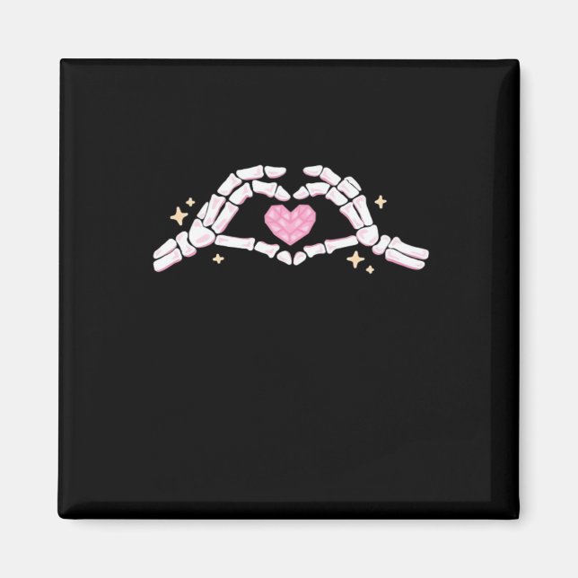 Skeleton Hands Heart Funny Magnet (Front)