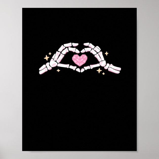 Skeleton Hands Heart Funny Poster (Front)
