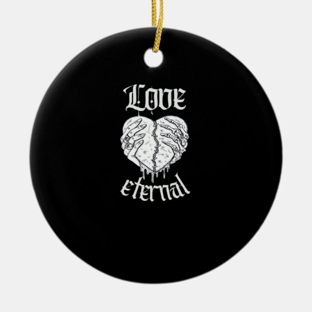 Skeleton Hands Heart Gothic Classic  Ceramic Tree Decoration (Front)