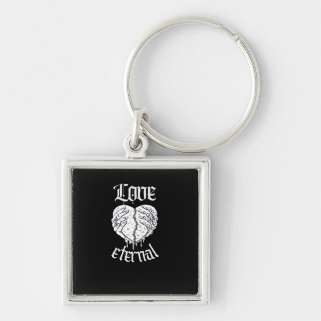 Skeleton Hands Heart Gothic Classic  Key Ring (Front)