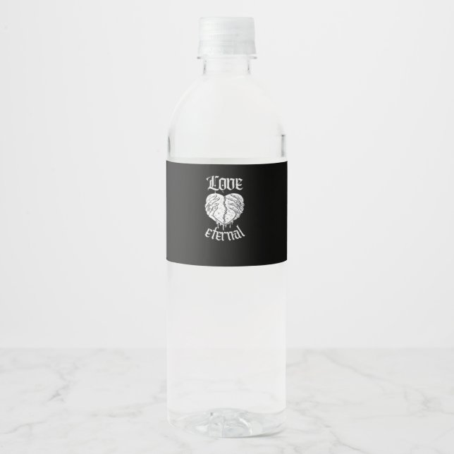 Skeleton Hands Heart Gothic Classic  Water Bottle Label (Front)