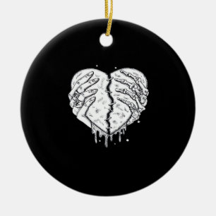 Skeleton Hands Heart– Gothic  Heart Classic Ceramic Tree Decoration