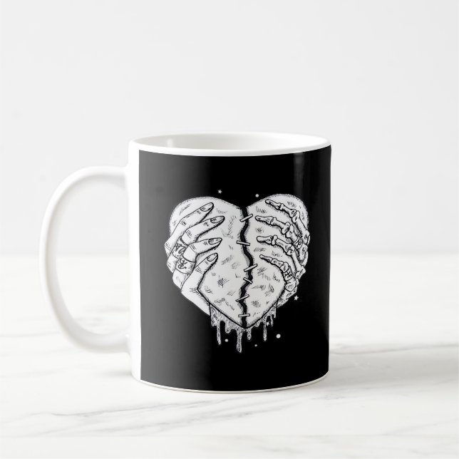 Skeleton Hands Heart– Gothic  Heart Classic Coffee Mug (Left)