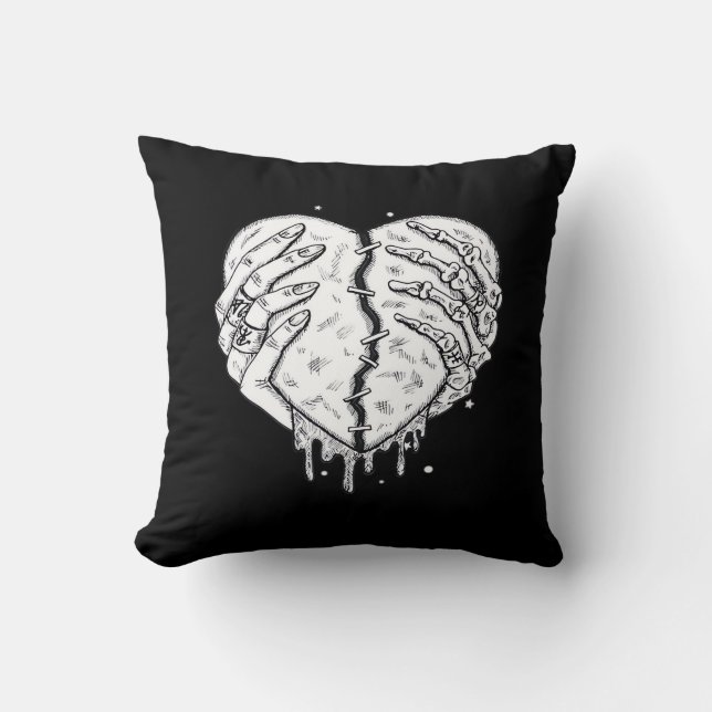 Skeleton Hands Heart– Gothic  Heart Classic Cushion (Front)