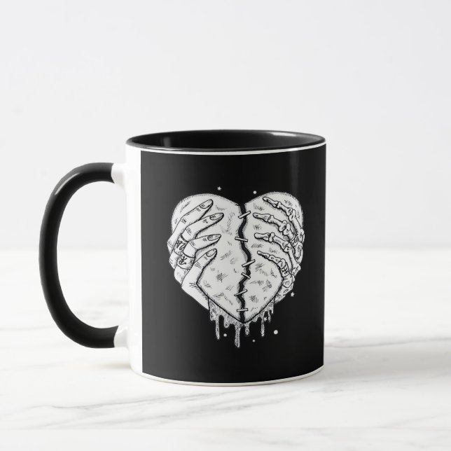 Skeleton Hands Heart– Gothic  Heart Classic Mug (Left)