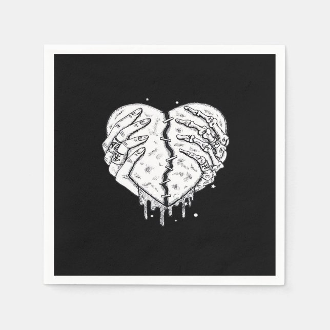 Skeleton Hands Heart– Gothic  Heart Classic Napkin (Front)