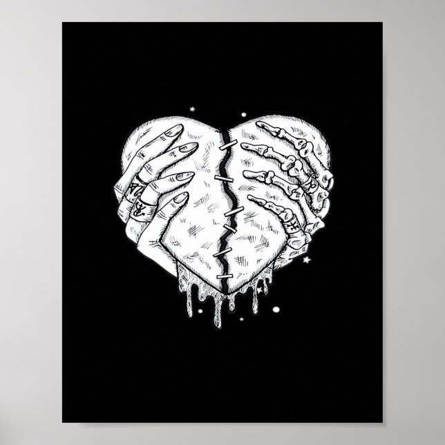 Skeleton Hands Heart– Gothic  Heart Classic Poster (Front)