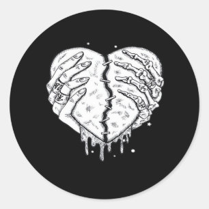 Skeleton Hands Heart– Gothic Heart Classic Round Sticker