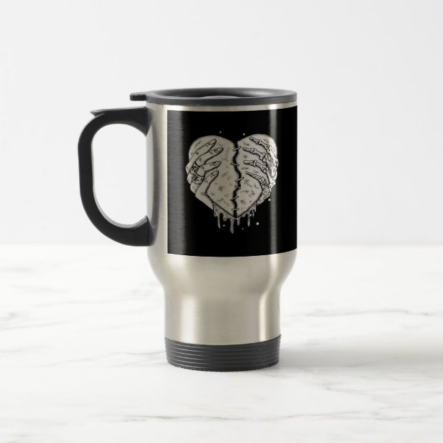 Skeleton Hands Heart– Gothic  Heart Classic Travel Mug (Left)