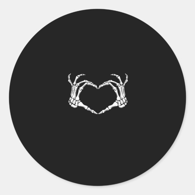 Skeleton Hands Heart Graphic Classic Round Sticker (Front)