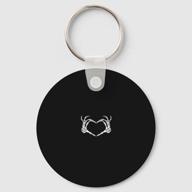 Skeleton Hands Heart Graphic Key Ring (Front)