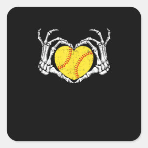 Skeleton Hands Heart Halloween Costume Softball Square Sticker