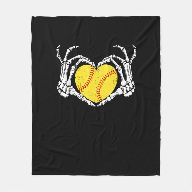 Skeleton Hands Heart Halloween Costume Softball Wo Fleece Blanket (Front)