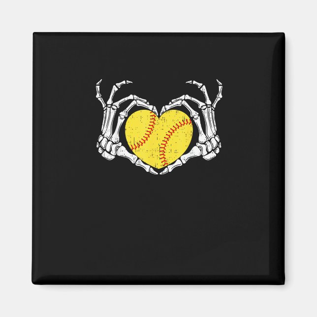 Skeleton Hands Heart Halloween Costume Softball Wo Magnet (Front)