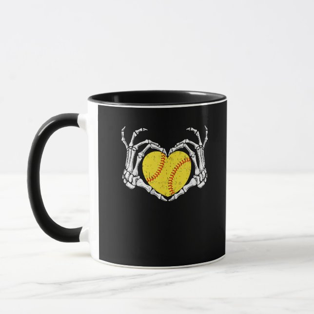 Skeleton Hands Heart Halloween Costume Softball Wo Mug (Left)
