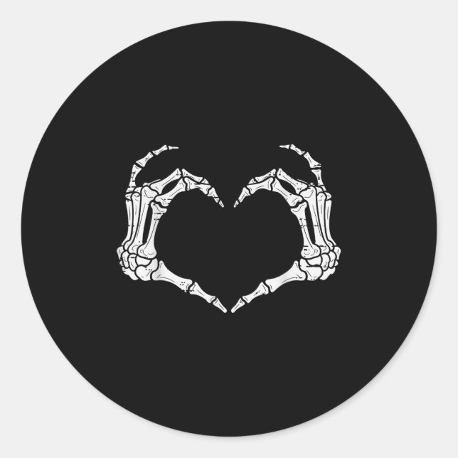 Skeleton Hands Heart Halloween Rock Costume Men Wo Classic Round Sticker (Front)