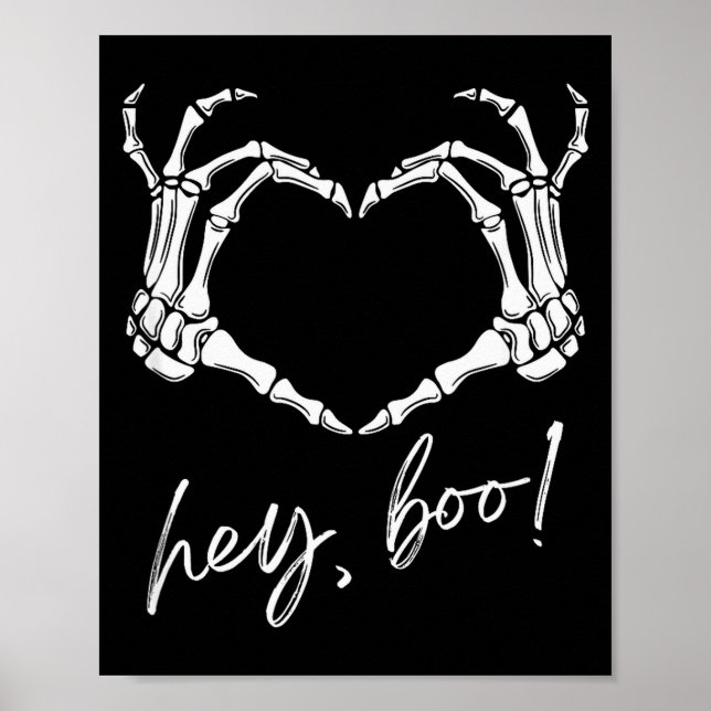 Skeleton Hands Heart Hey Boo Funny Halloween Men W Poster (Front)