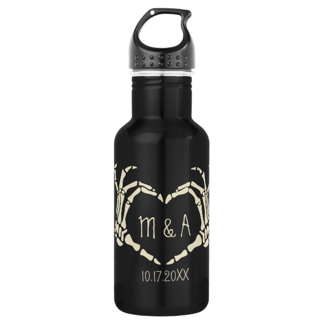 Skeleton Hands Heart Shape Custom Wedding 532 Ml Water Bottle (Front)