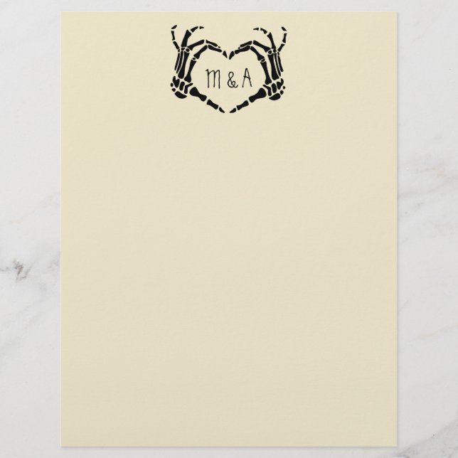 Skeleton Hands Heart Shape Custom Wedding Custom Letterhead (Front)