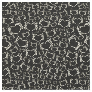 Skeleton Hands Heart Shape Goth Patterned Fabric