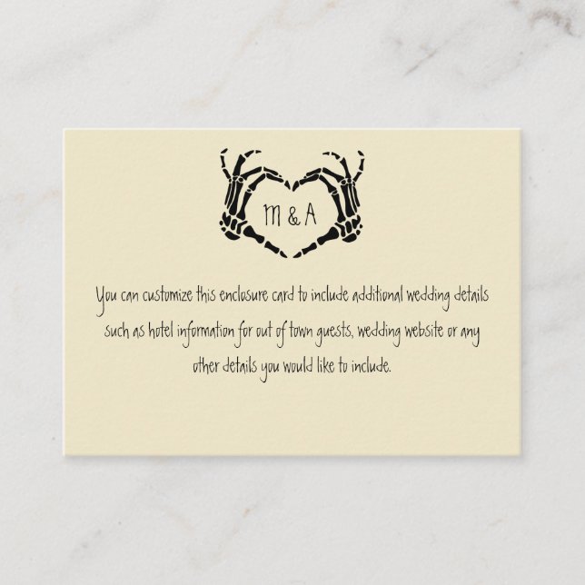 Skeleton Hands Heart Shape Wedding Enclosure Card (Front)