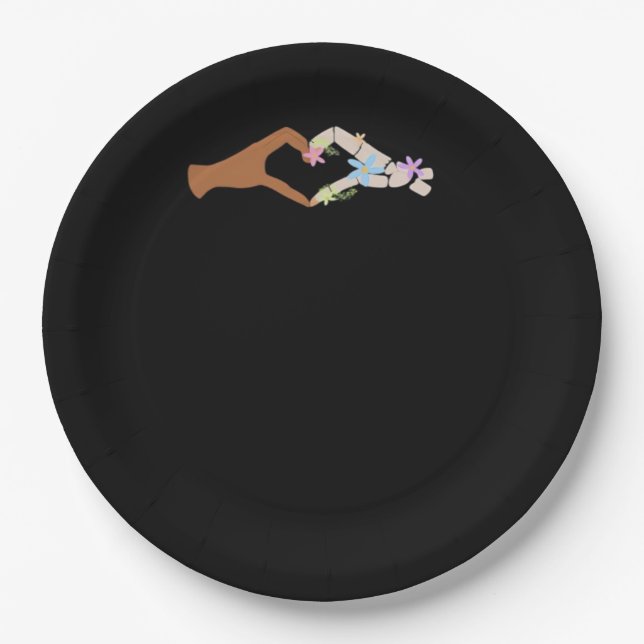 Skeleton Hands Heart Show Basic Paper Plate (Front)