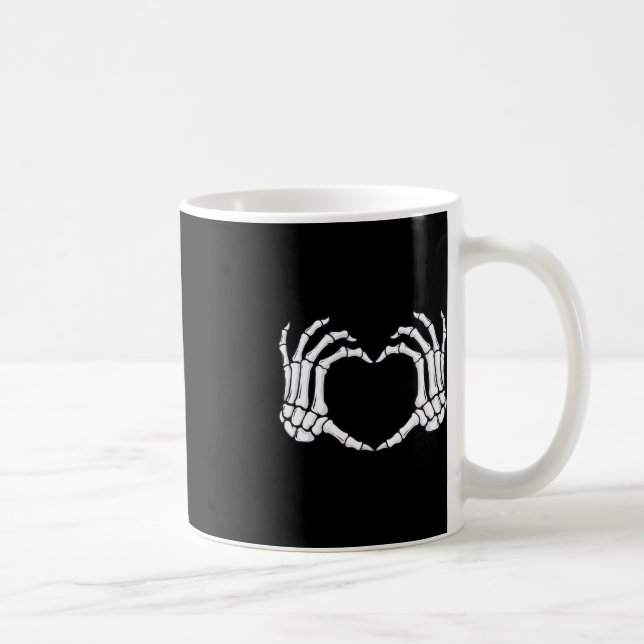 Skeleton Hands Heart Sign Bones Fun Halloween  Coffee Mug (Right)