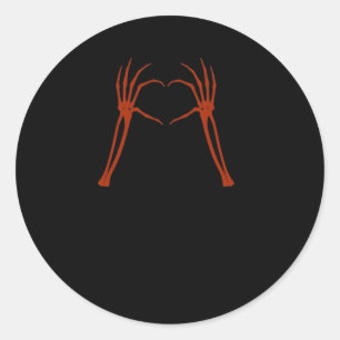 Skeleton Hands Heart Sign Costume Funny Halloween  Classic Round Sticker