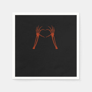 Skeleton Hands Heart Sign Costume Funny Halloween Napkin