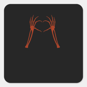 Skeleton Hands Heart Sign Costume Funny Halloween Square Sticker