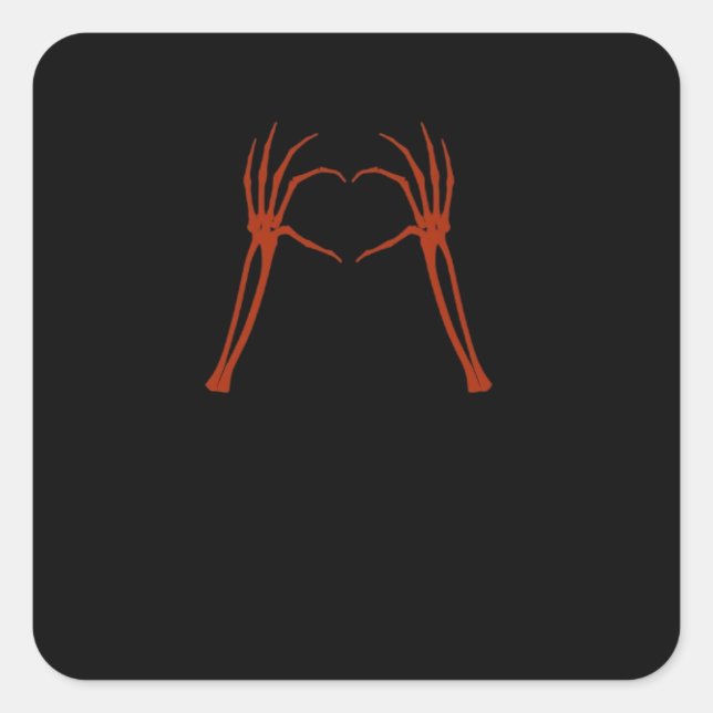 Skeleton Hands Heart Sign Costume Funny Halloween  Square Sticker (Front)