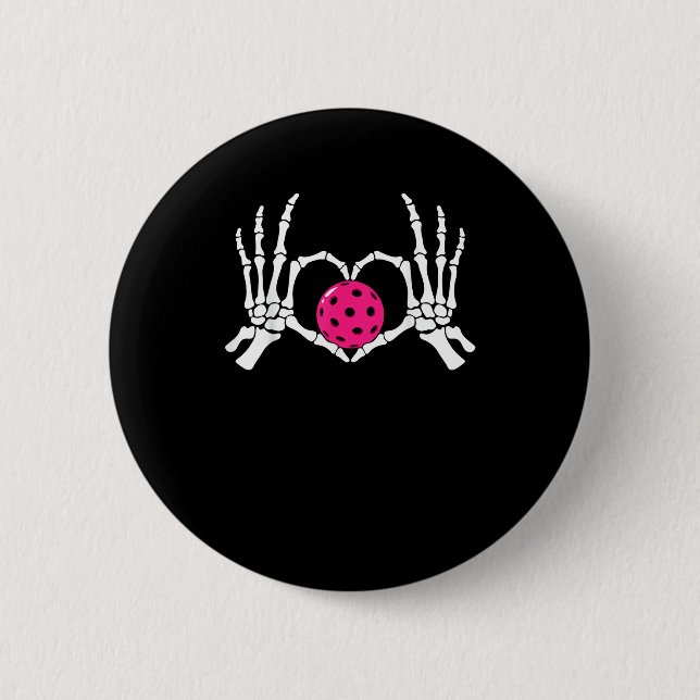 Skeleton Hands Heart Sign Funny Pickle Valentine's 6 Cm Round Badge (Front)