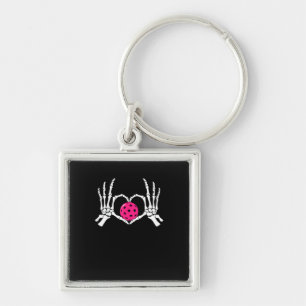 Skeleton Hands Heart Sign Funny Pickle Valentine's Key Ring