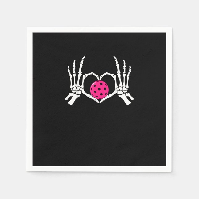 Skeleton Hands Heart Sign Funny Pickle Valentine's Napkin (Front)