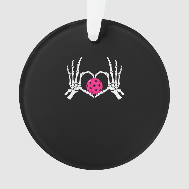 Skeleton Hands Heart Sign Funny Pickle Valentine's Ornament (Front)