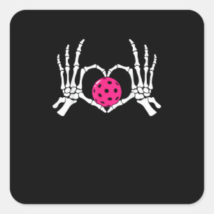 Skeleton Hands Heart Sign Funny Pickle Valentine's Square Sticker