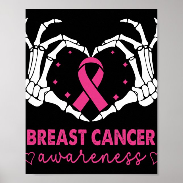 Skeleton Hands Heart Sign Halloween Breast Cancer  (Front)