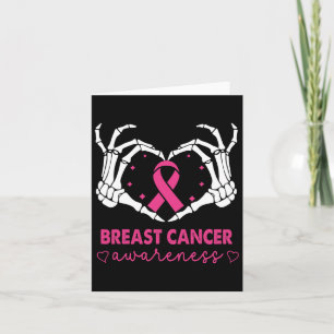 Skeleton Hands Heart Sign Halloween Breast Cancer Card