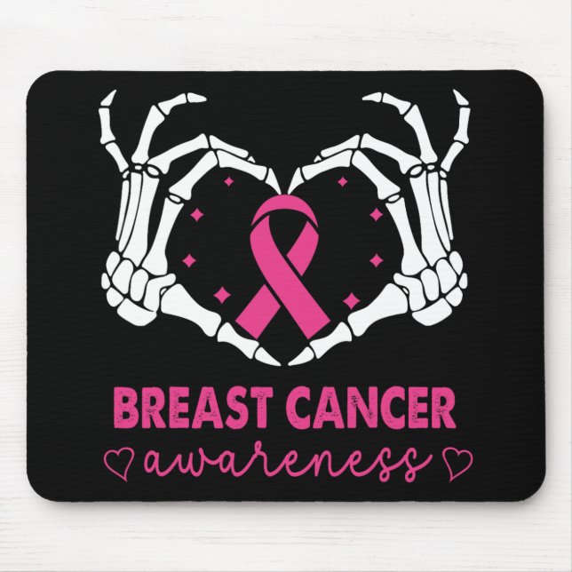 Skeleton Hands Heart Sign Halloween Breast Cancer  Mouse Mat (Front)
