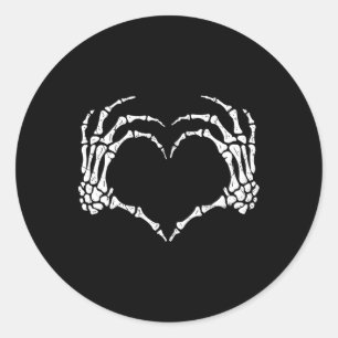 Skeleton Hands Heart Sign Halloween Costume Men Wo Classic Round Sticker