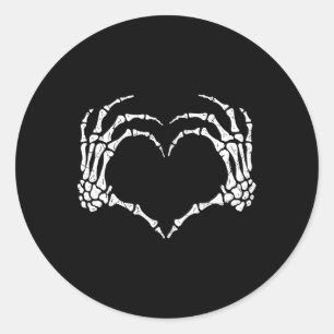 Skeleton Hands Heart Sign Halloween Costume Men Wo Classic Round Sticker
