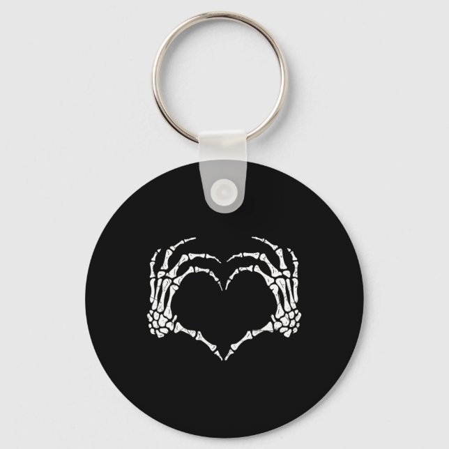 Skeleton Hands Heart Sign Halloween Costume Men Wo Key Ring (Front)