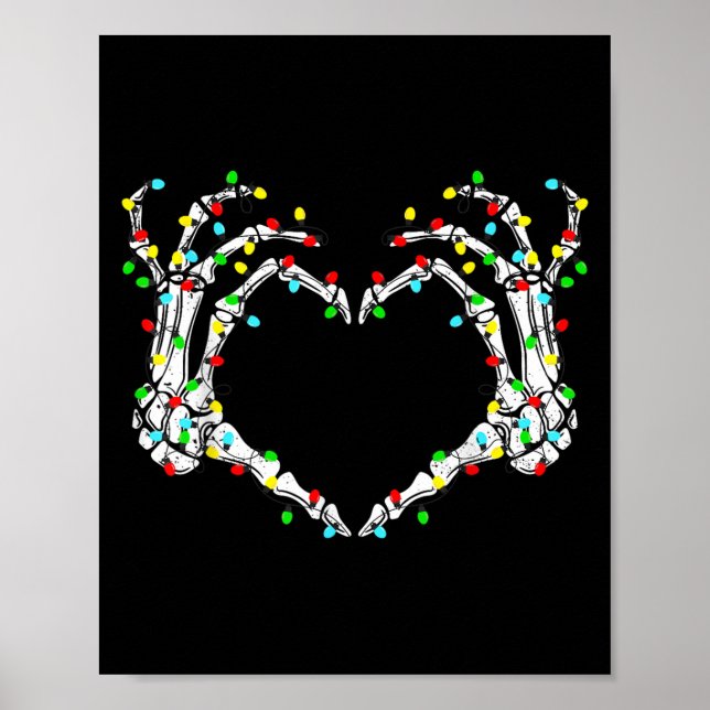 Skeleton Hands Heart Sign Light Christmas Costume  (Front)